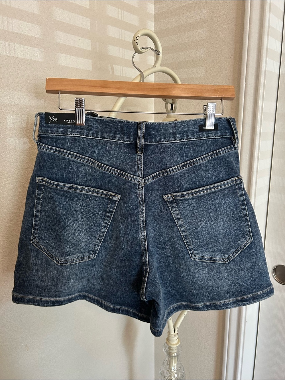 Liverpool Dark Blue High-Rise Denim Shorts